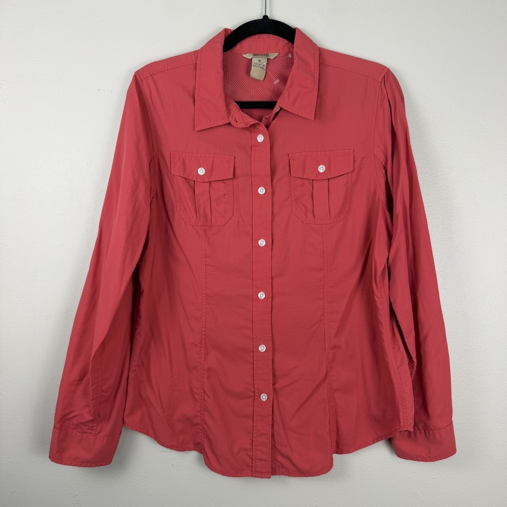 Duluth Trading Co. Shirt Women's Medium Red Long Sleeve Mesh Lined Button-Up